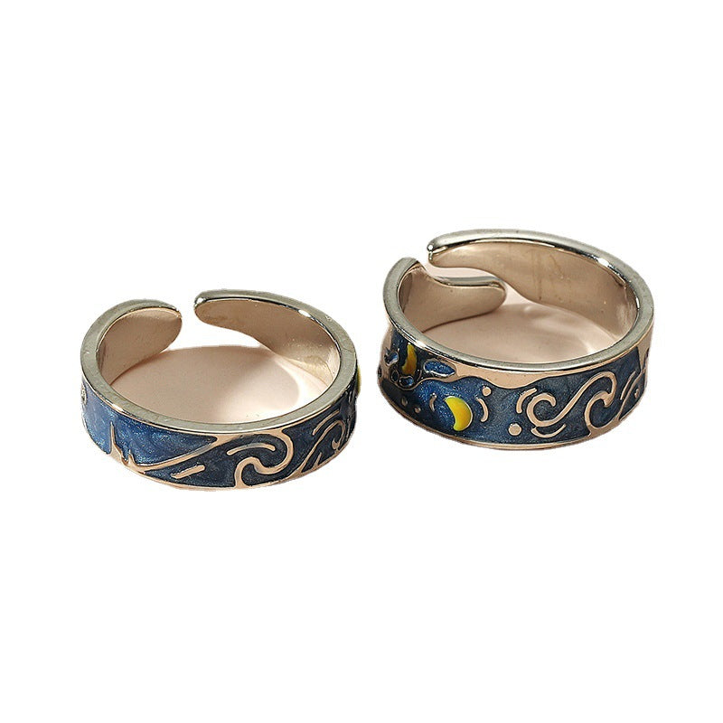 Wholesale Vintage Oil Drop Ring Two-Piece Set ACC-RS-KaiQing002