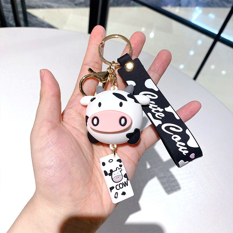 Wholesale cartoon cute cow silicone keychain