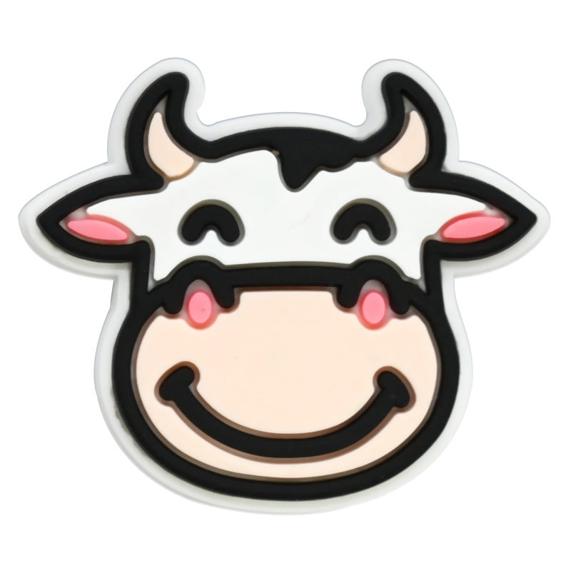 Random 100pcs Cute Cow PVC Soft Rubber Shoe Buckle Decoration ACC-SC-RYY067