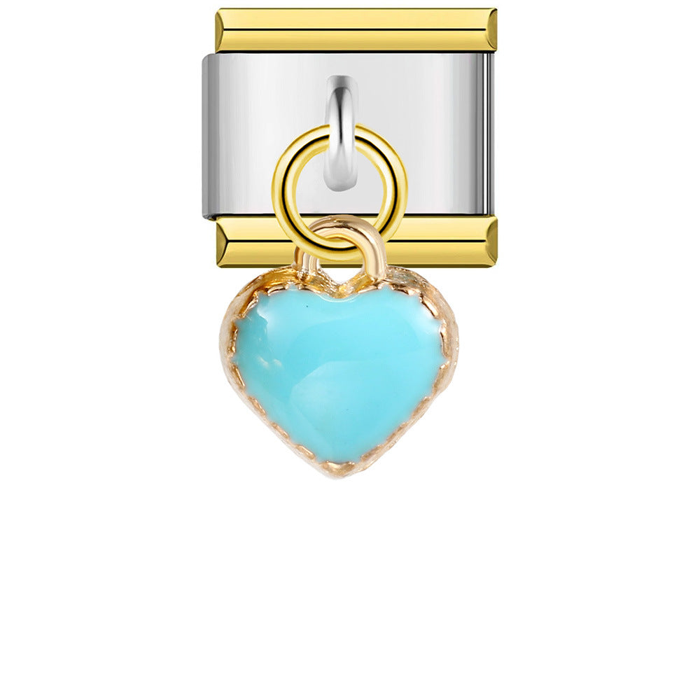 Wholesale Italian Charm Bracelet 9mm DIY Splicing Removable Heart Hook Stainless Steel Composable Bracelet