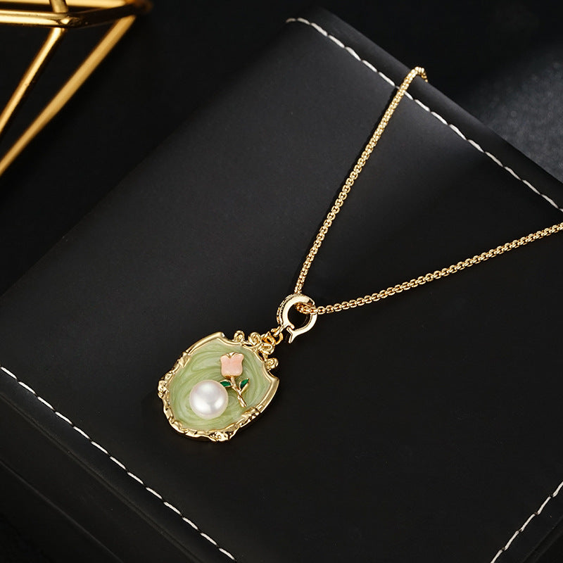 Wholesale Oil painting style natural freshwater beads light luxury high- necklace