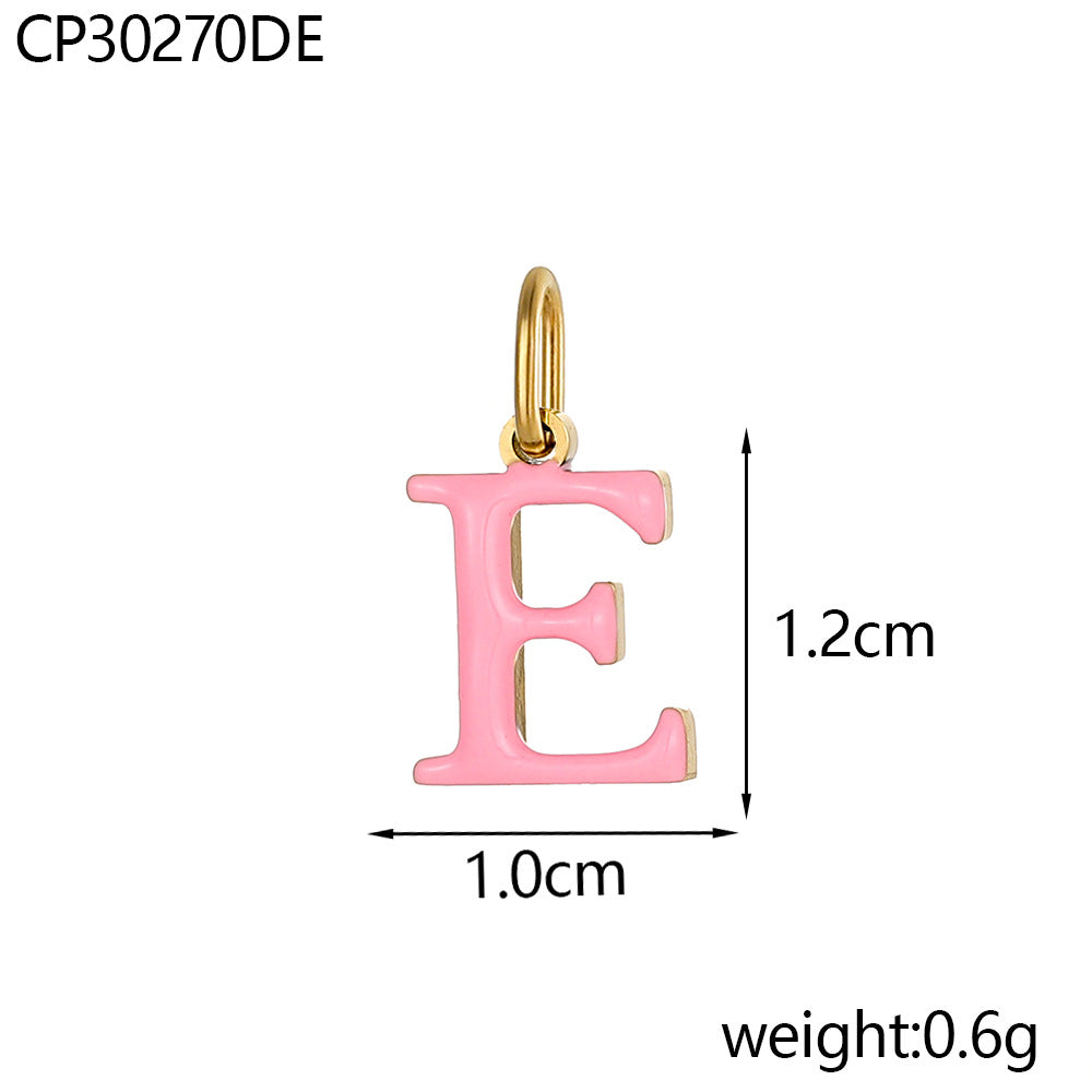 Wholesale Colorful 26 English letters oil-dripping stainless steel vacuum electroplating pendant