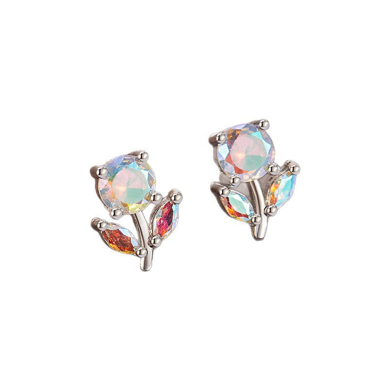 Wholesale  Colorful Zircon Flower Earrings