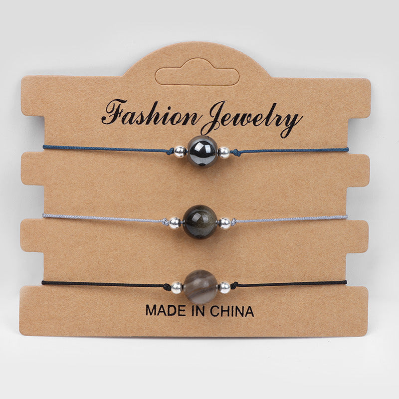 Wholesale Handmade Natural Agate Stone Woven Rope Unisex Couple Bracelet Stylish Fashion Accessory Boutique Gift