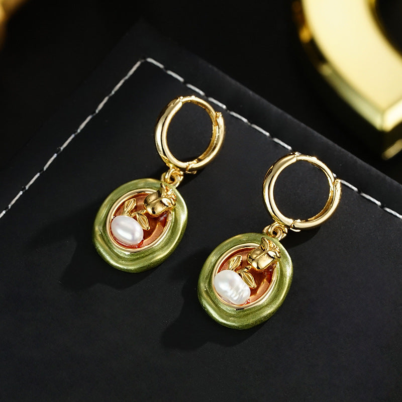 Wholesale Oil Dropping Natural Fresh Water Pearl Earrings