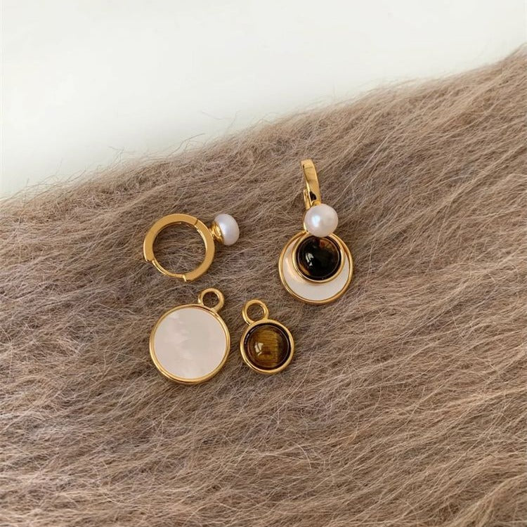 Wholesale Light Luxury Maillard Tiger Eye Tassel Earrings