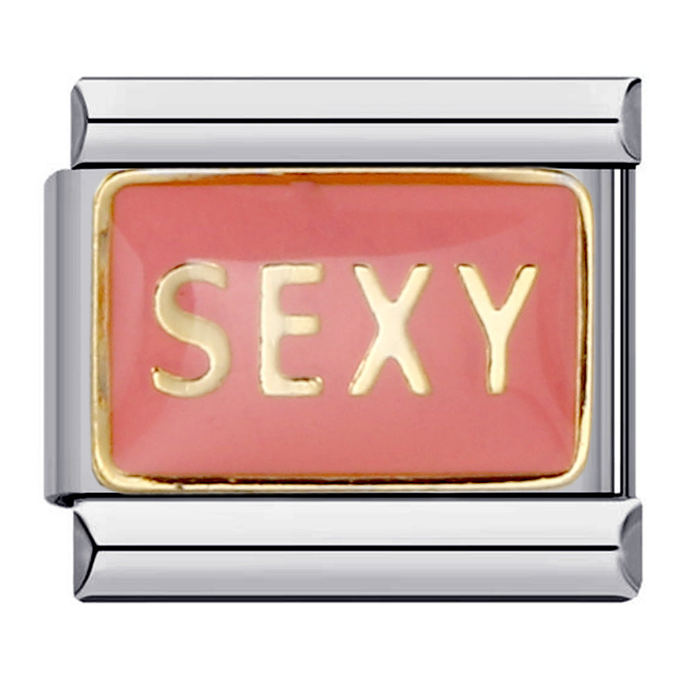 Wholesale Italian Charm Bracelet DIY Splicing Pink Stainless Steel Composable Bracelet