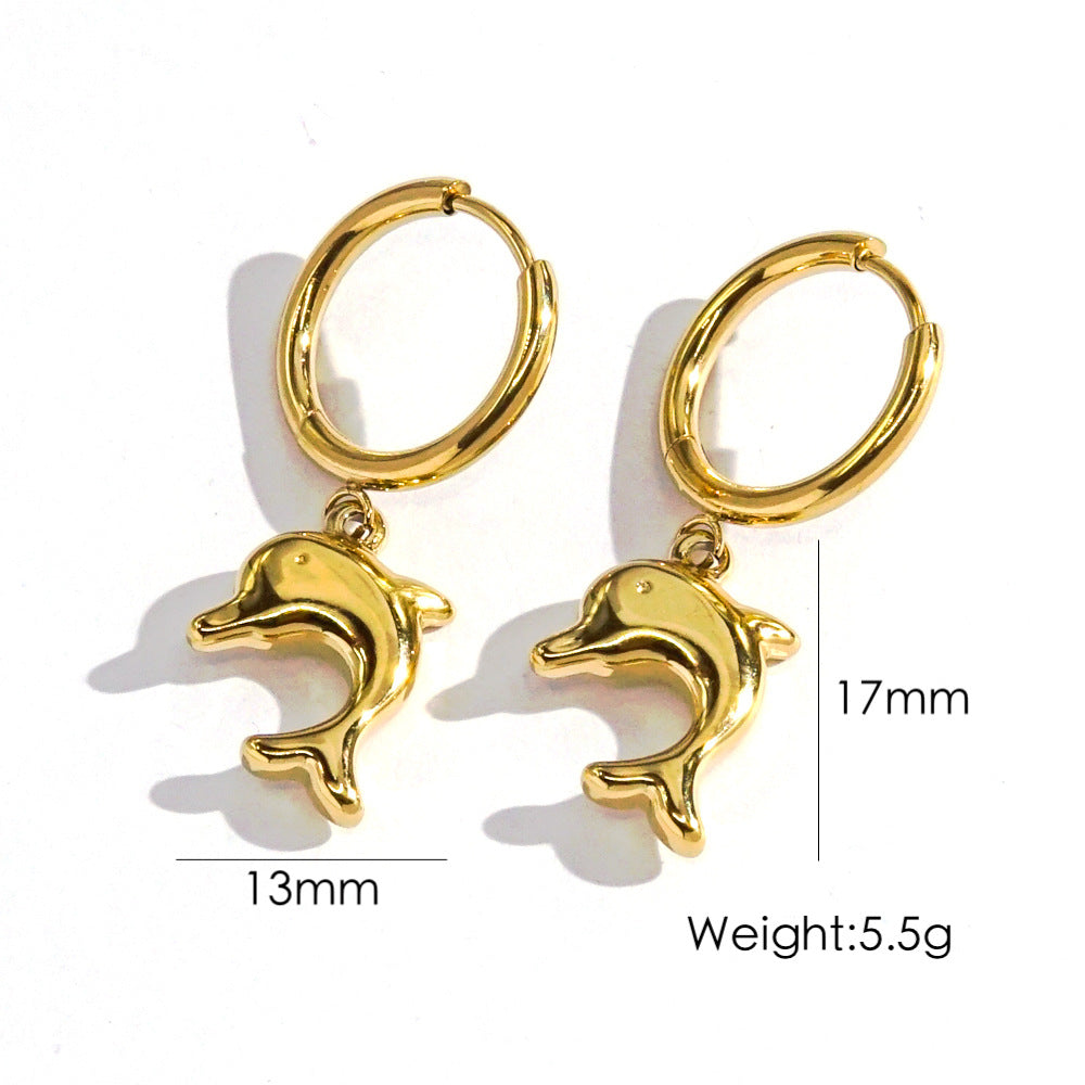 Wholesale Stainless Steel Tropical Sea Elements Starfish Dolphin Necklace Earrings Jewelry suit