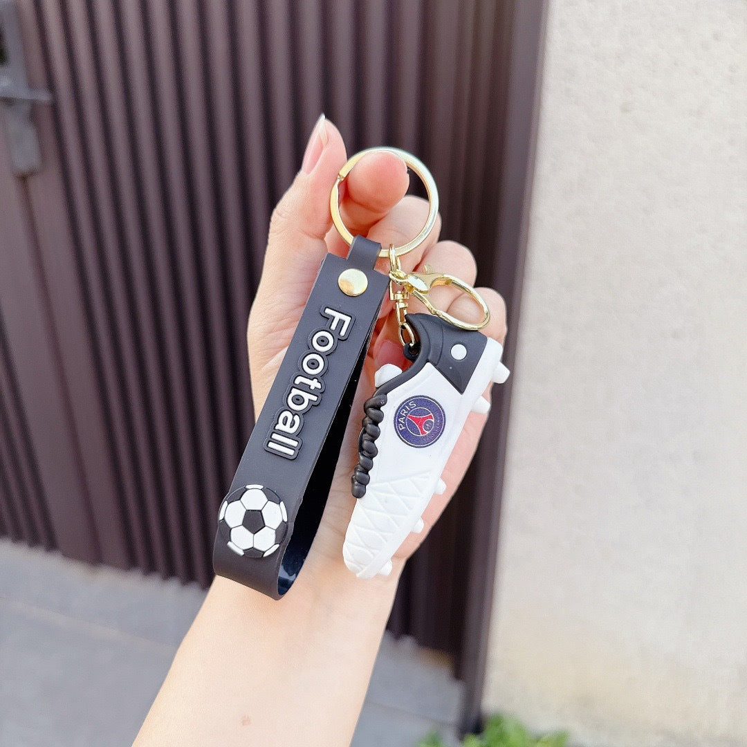 Wholesale PVC Soccer Shoe Keychain Pendant Trendy Gift for Football Fans Car Key Accessory