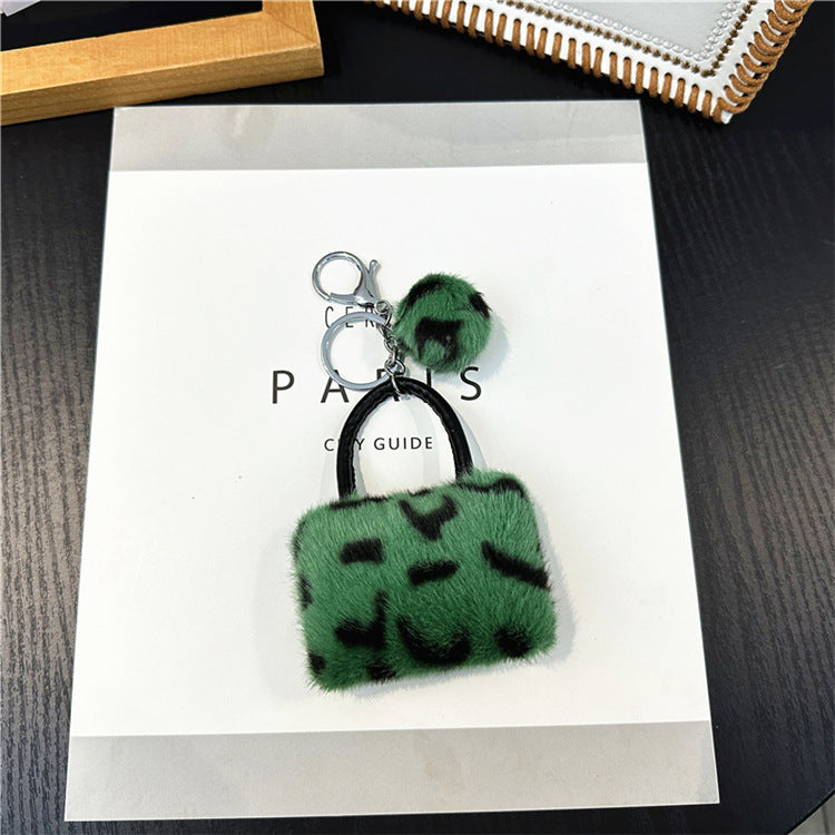 Wholesale Chic Leopard Print Plush Keychain Cute Bag Charm Car Key Accessory Gift For Students