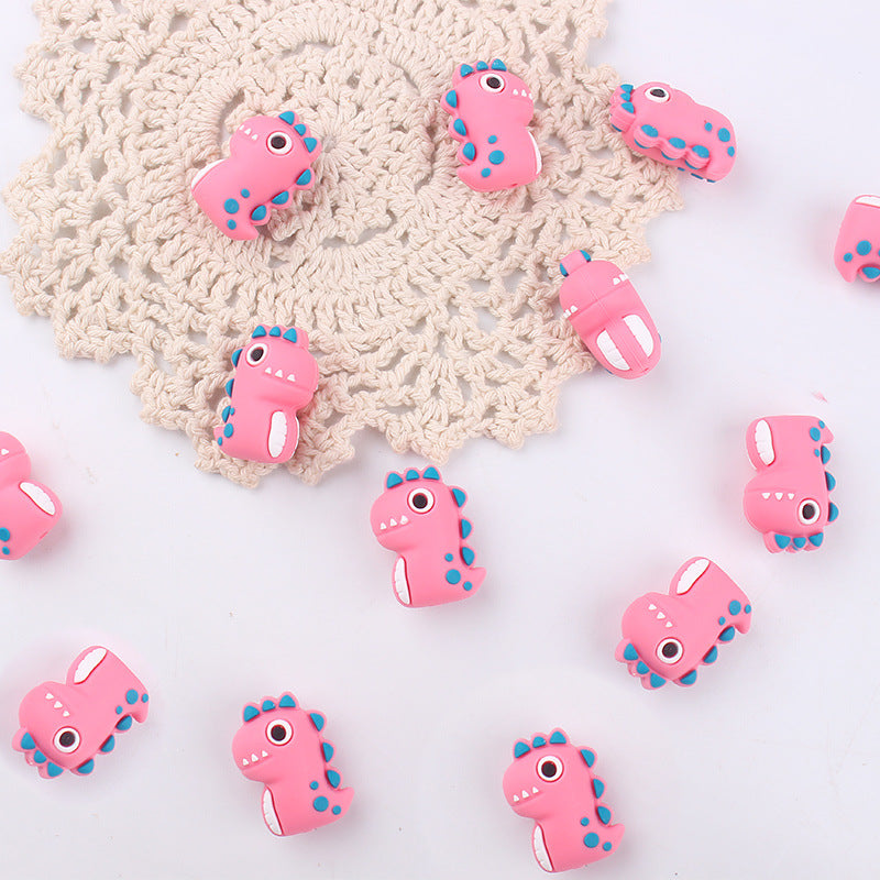 Wholesale 5pcs Pink Dinosaur Silicone Beads Focal Beads DIY Bead Accessories ACC-BDS-GuangTian046