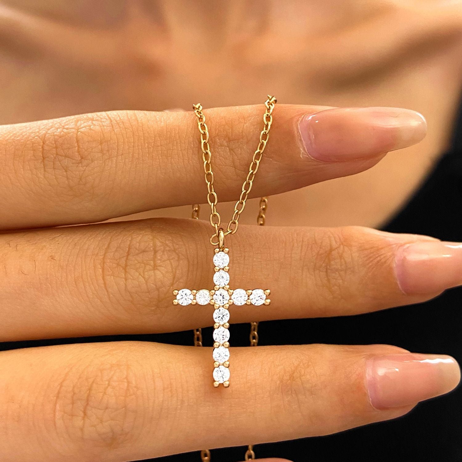 Wholesale Zircon Virgin Cross Necklace ACC-NE-MY004