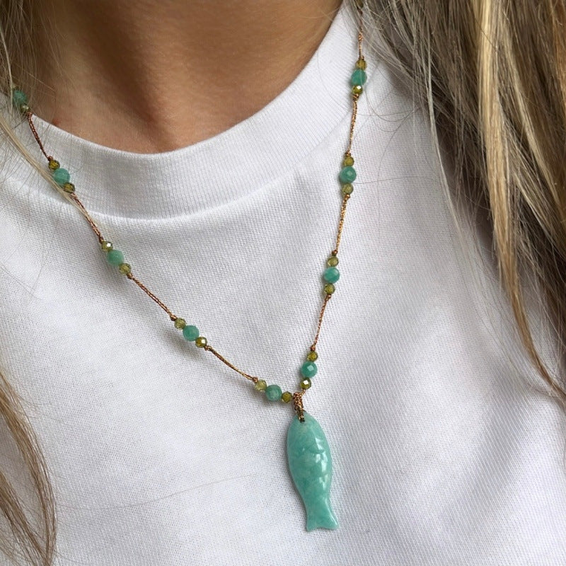 Wholesale Summer Ocean Fish Starfish Fishbone Rope Necklace