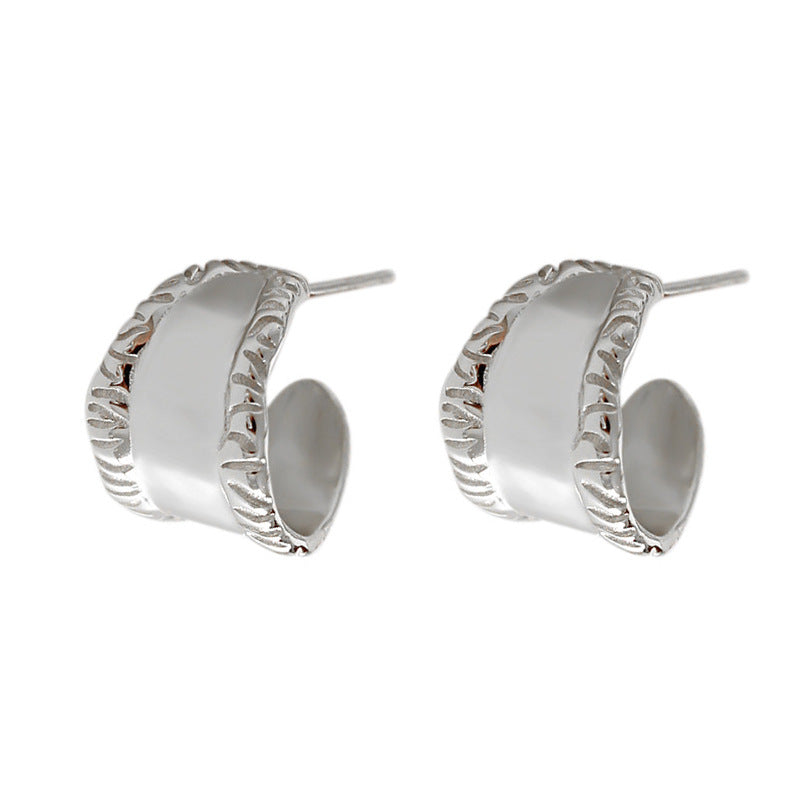 Wholesale Fashion Metal Electroplated Geometric Half Ring Earrings Korean Style Double Layer for Women
