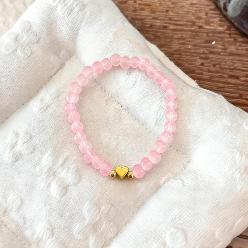 Wholesale Love Crystal Beaded Elastic Rope Bracelet