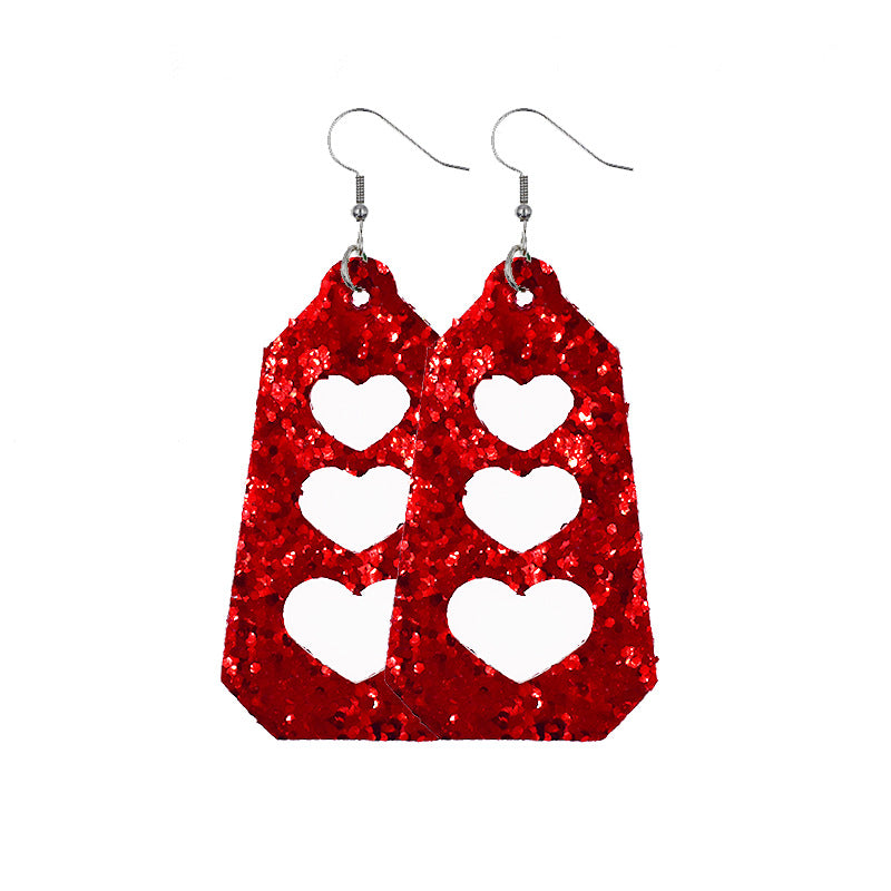 Wholesale Double Layer Love Pendant Leather Valentine's Day Earrings