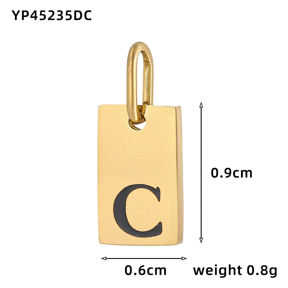 Wholesale 26 oil drops English letters stainless steel gold-plated DIY pendant