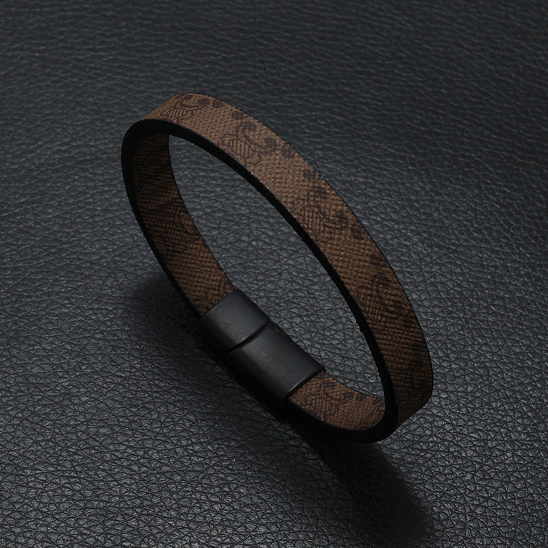 Wholesale Retro Print Striped Magnetic Clasp Bracelet