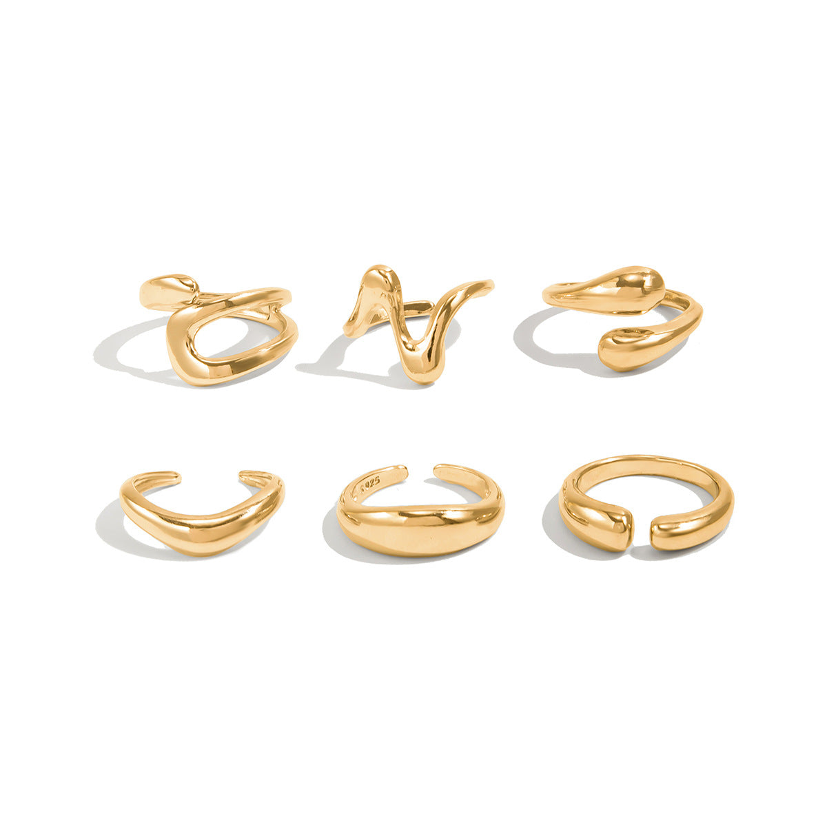 Wholesale Irregular liquid lava metal wrinkled open design light-sensitive surface ring