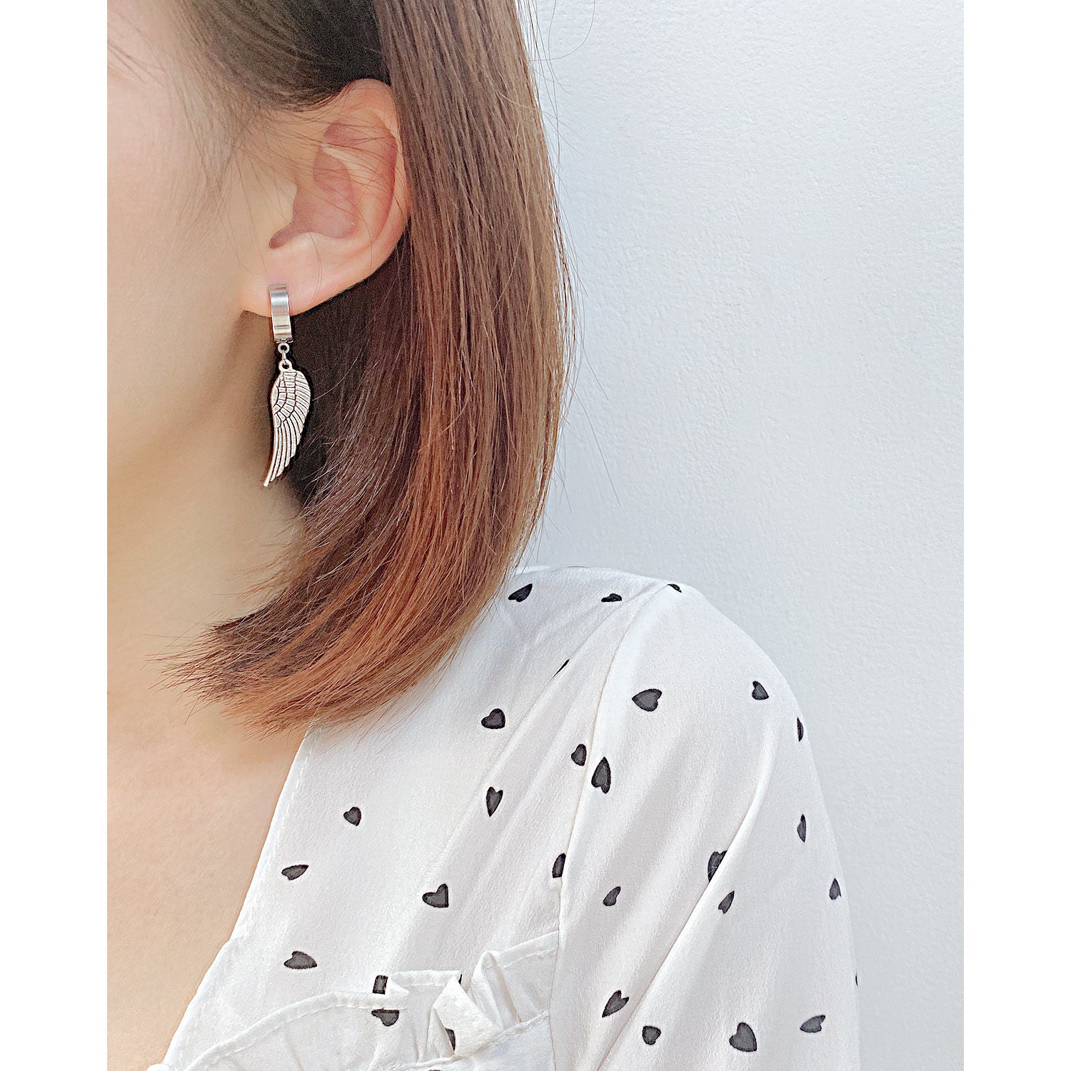 Wholesale  Punk Angel Wings Stainless Steel Earrings