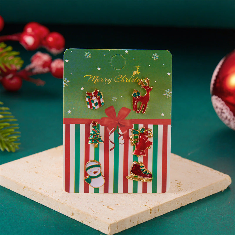 Wholesale Christmas tree wreath elk 6 pack brooch