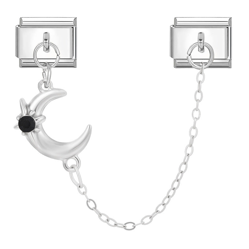 Wholesale 9mm Italian Charm Starter Bracelets DIY double-pendant   Section Creative Stainless Steel Composable Bracelet