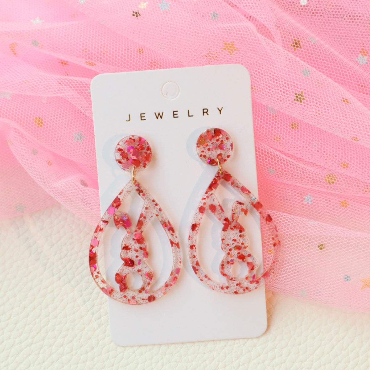 Wholesale Easter Acrylic Cute Bunny Egg Earrings