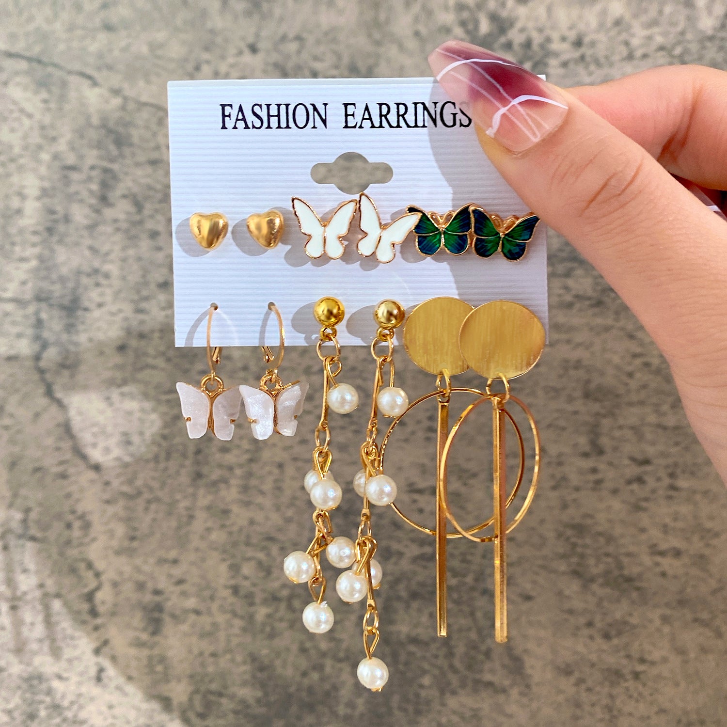 Wholesale French Vintage Gold Earring Set with Pearls 6 Pieces ACC-ES-HZS001
