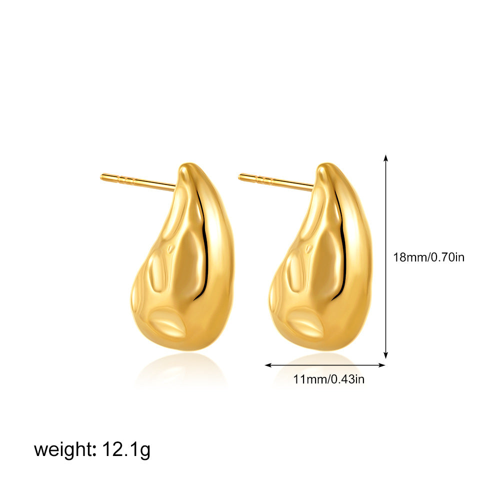 Wholesale  14k gold pleated geometric lines thread earrings