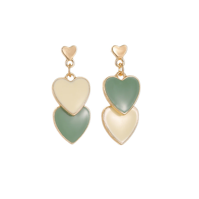 Wholesale s925 silver needle two-color love oil drop earrings