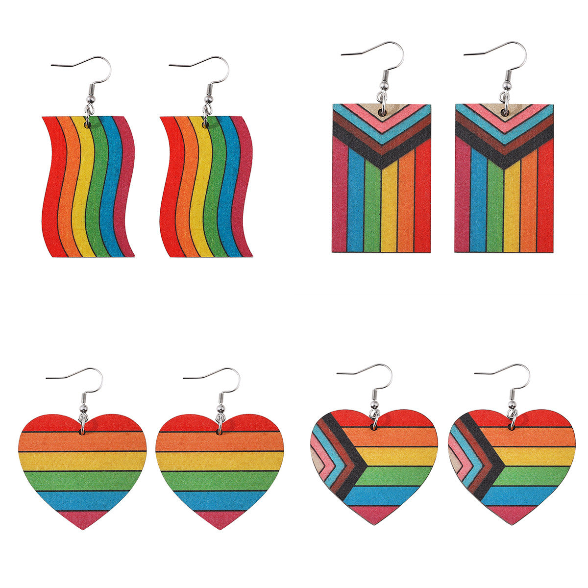 Wholesale  Rainbow Summer Love Geometric Simple Multicolor Earrings