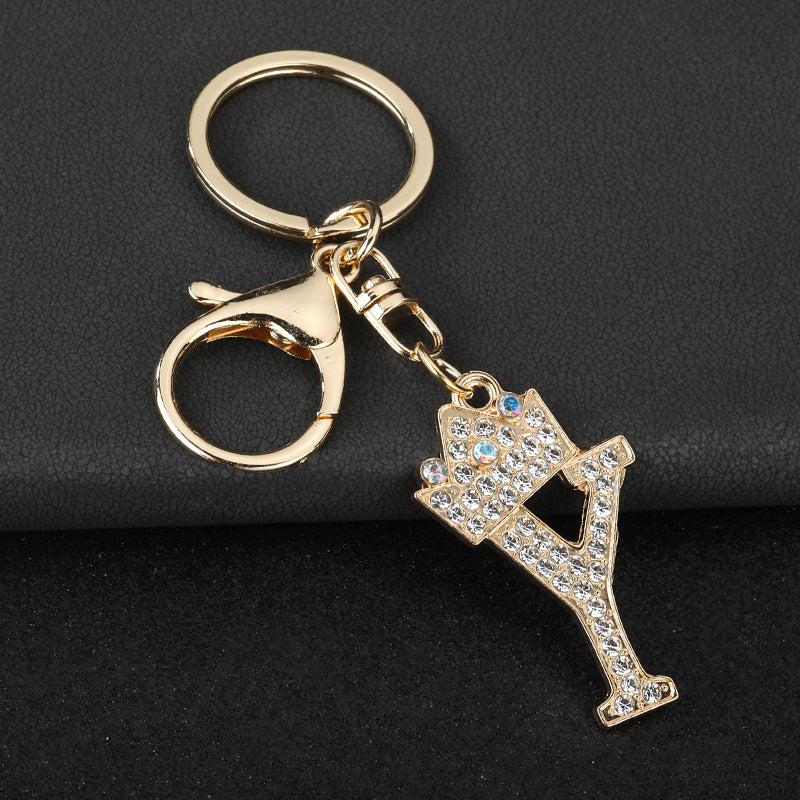 Wholesale  English letters encrusted diamond keychain