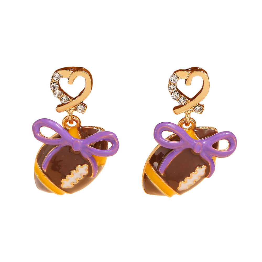 Wholesale sports style football love bow  necklace