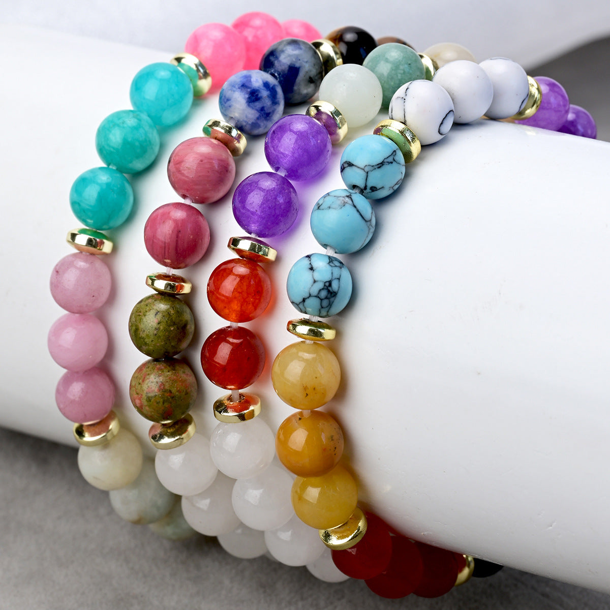 Wholesale Vintage Blue Stone Round Beaded Bracelet,  Women' s Elastic Stretch,  Fashion Accessory Gift for Resale