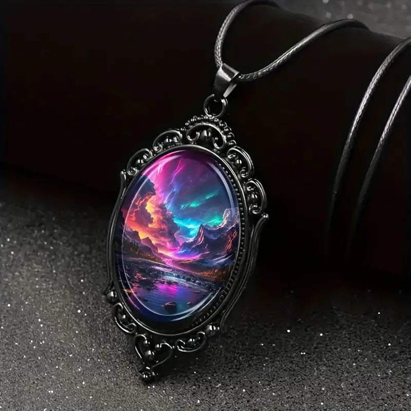Wholesale Colorful Aurora Landscape Glass Necklace