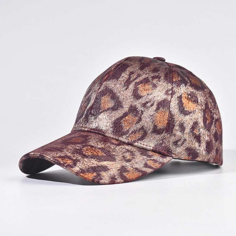 Wholesale Trendy Gold Foil Leopard Print Baseball Cap Thick Dome Hard Top Curved Brim Adjustable Everyday Unisex Sun Hat