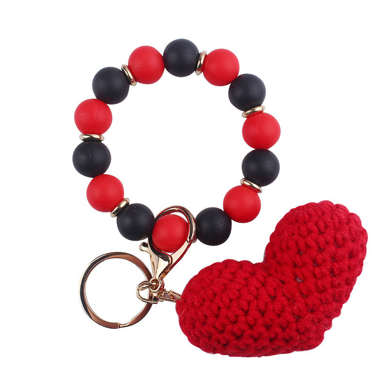 Wholesale Cartoon Love Wool Silicone Beaded Wrist Keychain ACC-KC-GuangTian050