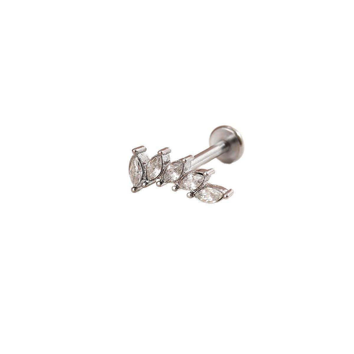 Wholesale 316L Internally Threaded Flat-Back Stud Piercing with Zircon Inlay
