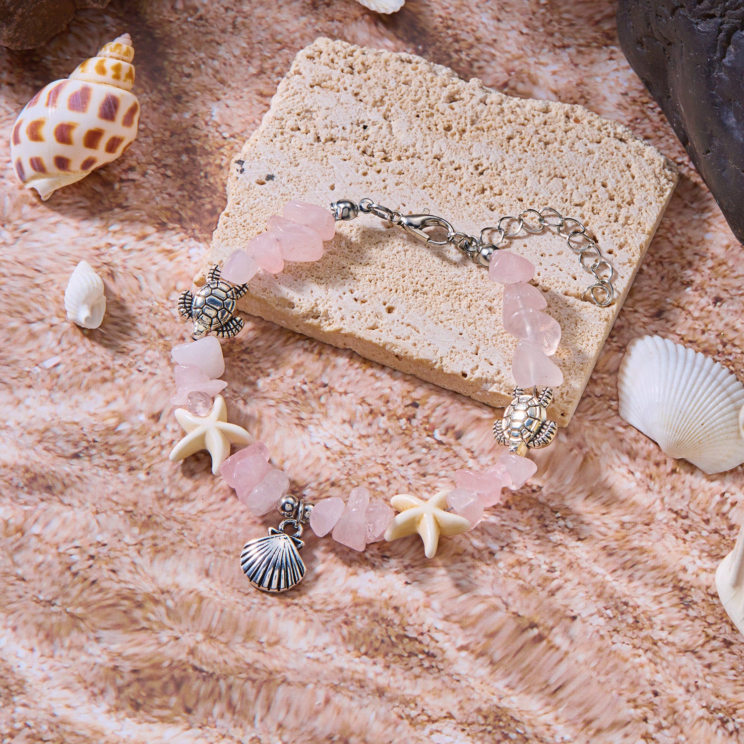 Wholesale  gravel bracelet anklets  shell starfish turtle bracelet