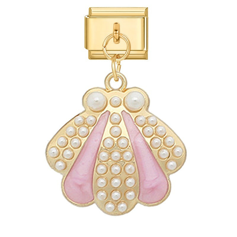 Wholesale Italian Charm Bracelet 9mm DIY Splicing Conch Shell Pendant Stainless Steel Composable Bracelet