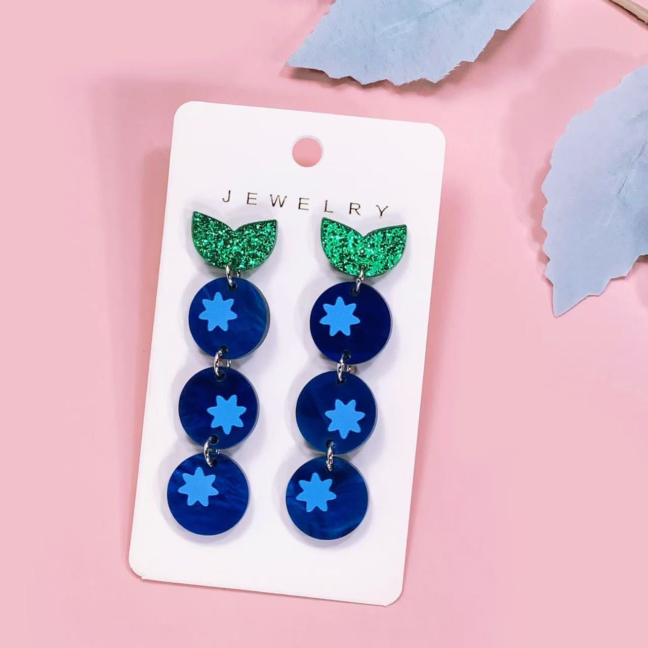 Wholesale cute blueberry fruit earrings