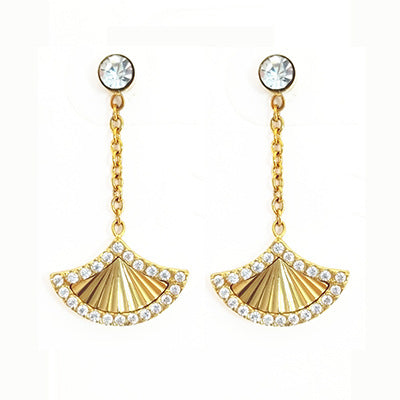 Wholesale 10PCS Titanium steel heart-shaped zircon earrings