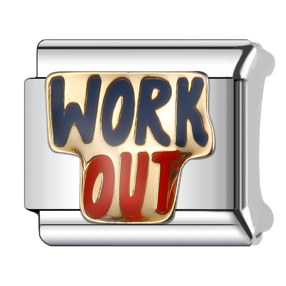 Wholesale Italian Charm Bracelet 9mm DIY Splicing English Retro Series Stainless Steel Composable Bracelet