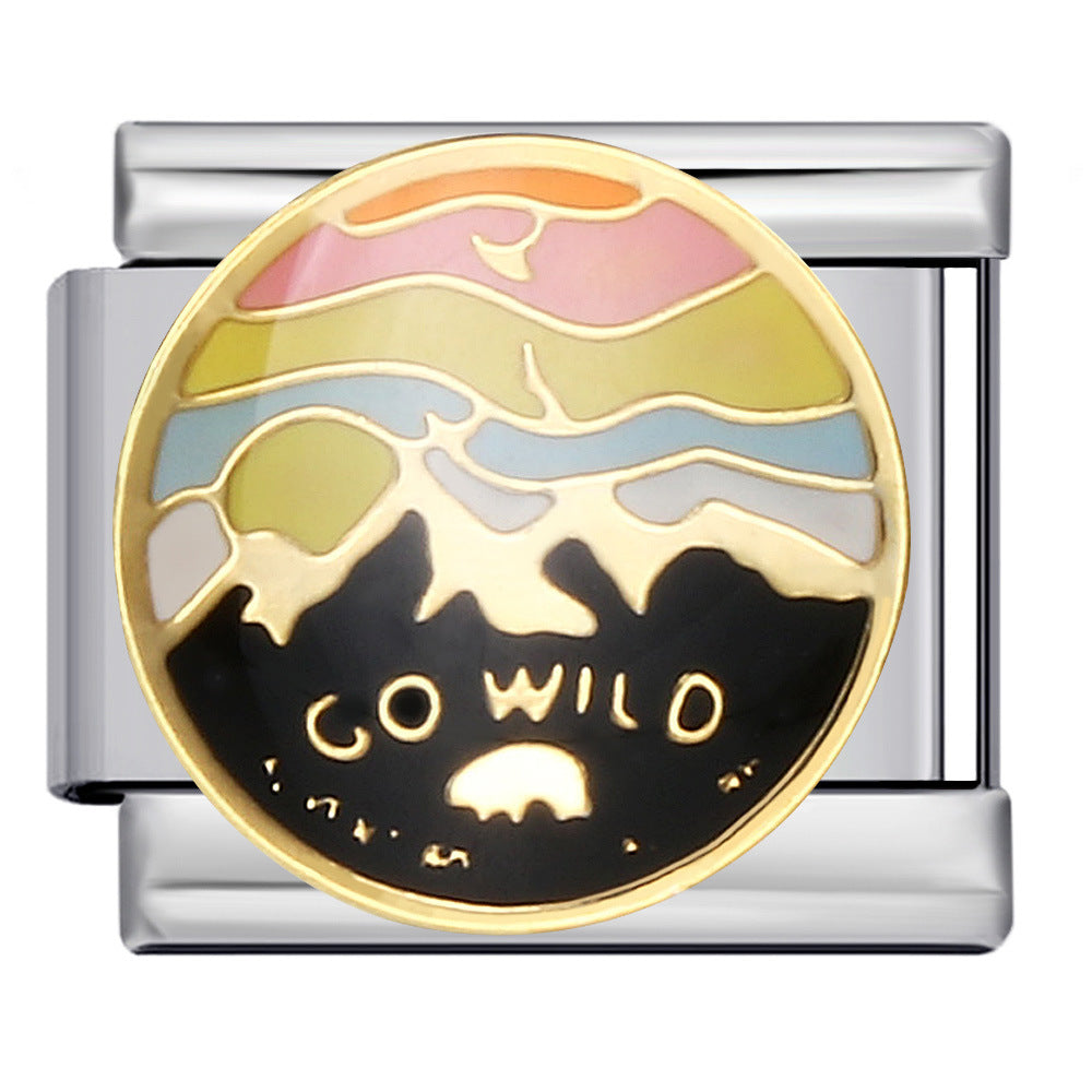 Wholesale Italian ModularDIY Stainless Steel Welded Oil Drip Bracelet