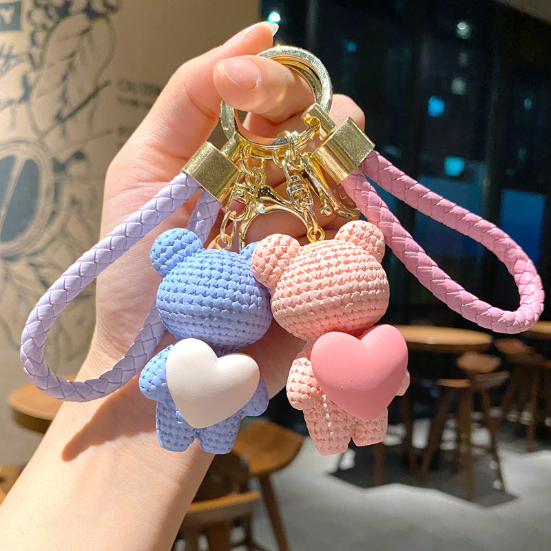 Wholesale Cartoon Wool Love Knitted Bear Keychains ACC-KC-GongZ031