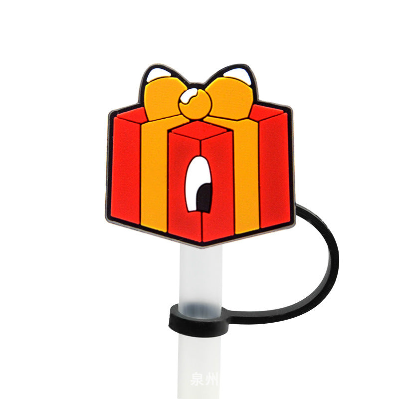 Wholesale 10PCS 7-8mm Straw Tube Cap Love Leopard Pattern Rainbow Cow Pattern PVC Soft Rubber Dust Stopper Cute Straw Decoration ACC-SCR-KuaJ002