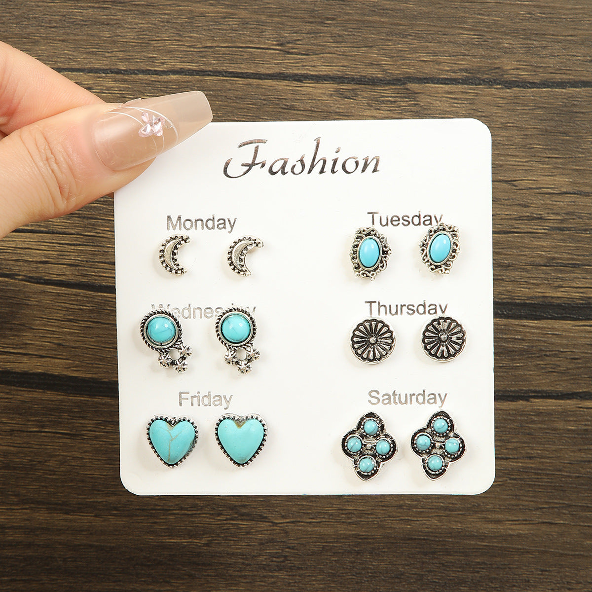 Wholesale  Loving Turquoise Retro Bohemian Ethnic Style  Earrings suit