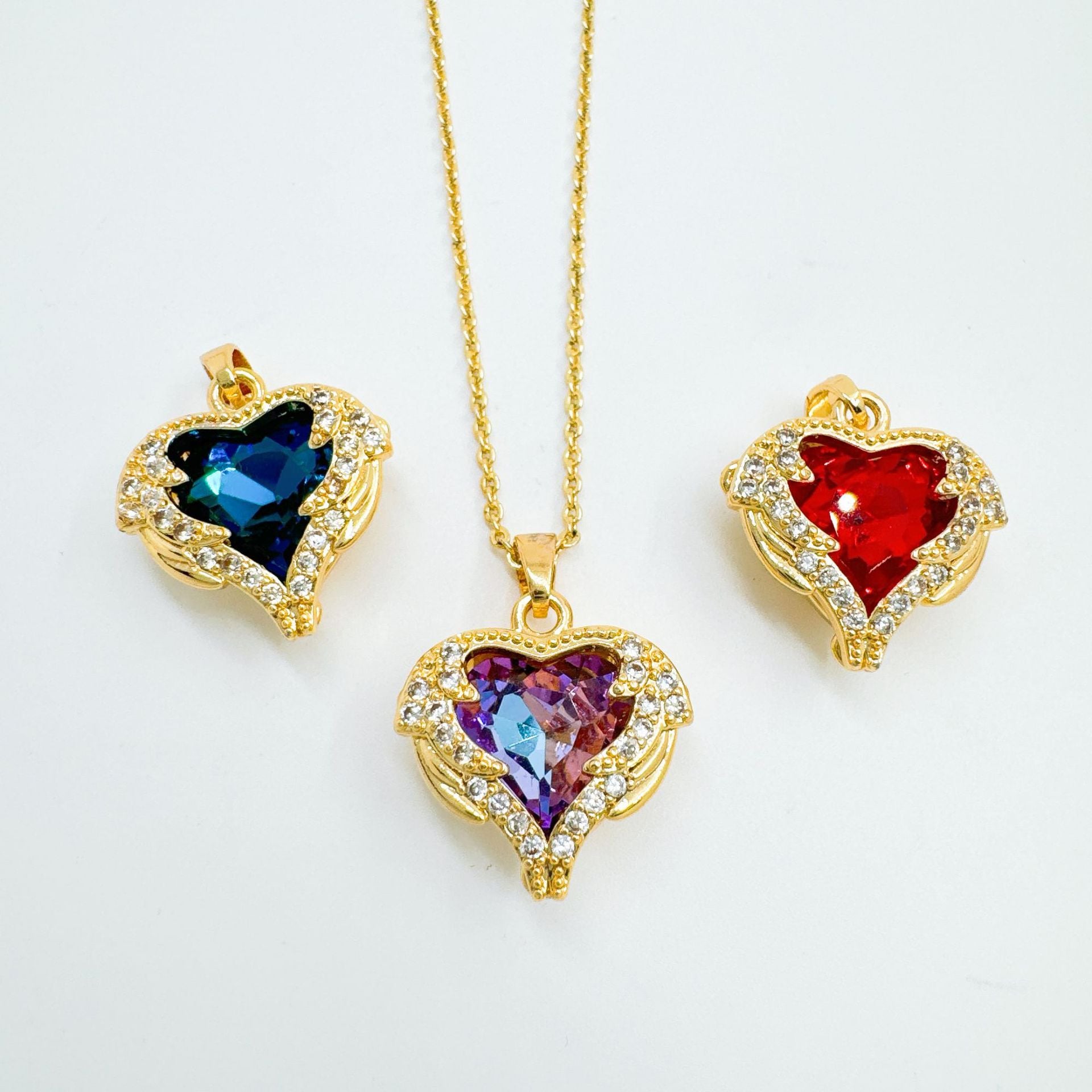 Wholesale European Style Heart Of Ocean Pendant Necklace Gold Plated Copper Zircon Women S Fashion Accessory Gift