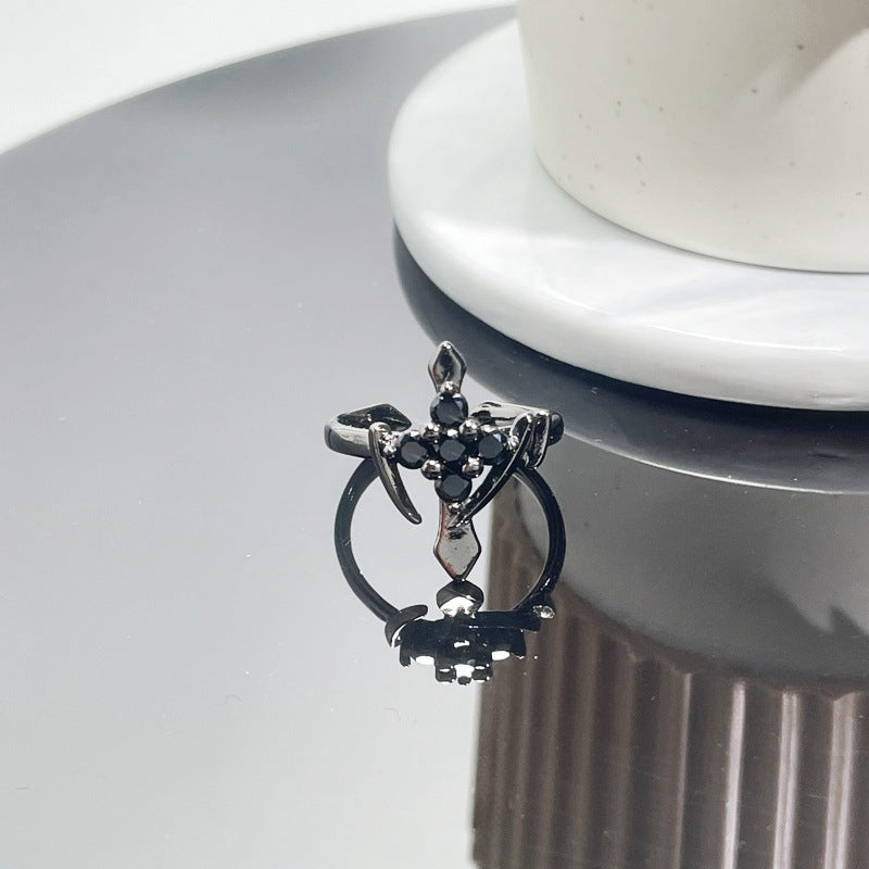 Wholesale  retro cross punk dark personality open ring