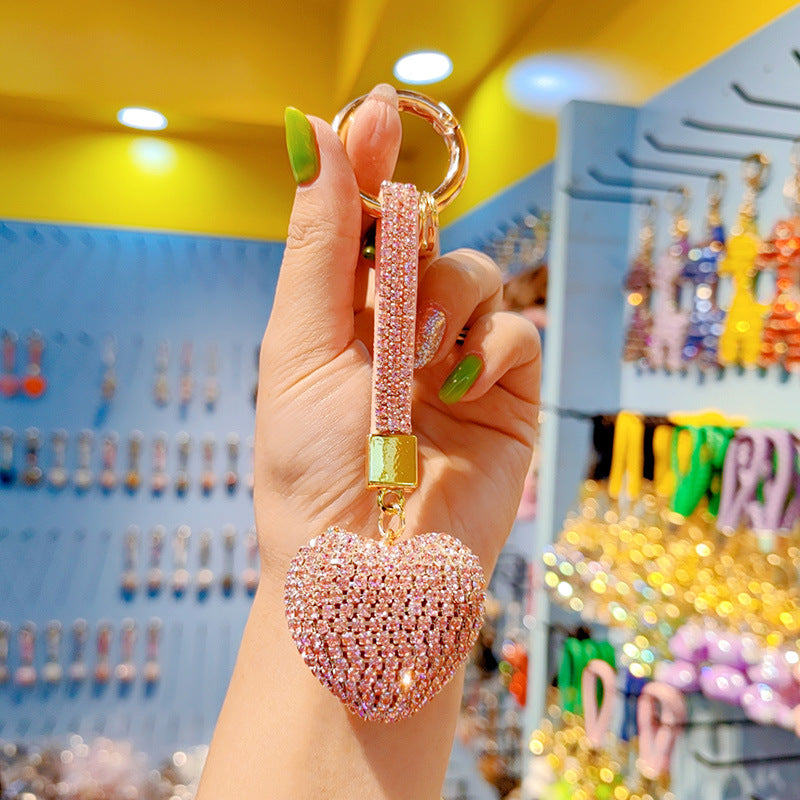 Wholesale Light Luxury Love Heart Tassel Keychain with Czech Crystal - Fashion Accessory,  Bag Charm